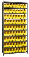 Quantum Storage - 72 Bin Store-More Shelf Bin System - 36 Inch Overall Width x 18 Inch Overall Depth x 75 Inch Overall Height, Yellow Polypropylene Bins - Industrial Tool & Supply