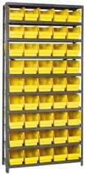 Quantum Storage - 45 Bin Store-More Shelf Bin System - 36 Inch Overall Width x 12 Inch Overall Depth x 75 Inch Overall Height, Yellow Polypropylene Bins - Industrial Tool & Supply