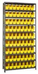 Quantum Storage - 72 Bin Store-More Shelf Bin System - 36 Inch Overall Width x 12 Inch Overall Depth x 75 Inch Overall Height, Yellow Polypropylene Bins - Industrial Tool & Supply