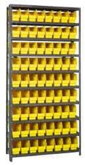 Quantum Storage - 72 Bin Store-More Shelf Bin System - 36 Inch Overall Width x 12 Inch Overall Depth x 75 Inch Overall Height, Yellow Polypropylene Bins - Industrial Tool & Supply