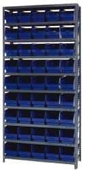 Quantum Storage - 45 Bin Store-More Shelf Bin System - 36 Inch Overall Width x 18 Inch Overall Depth x 75 Inch Overall Height, Blue Polypropylene Bins - Industrial Tool & Supply