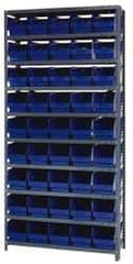 Quantum Storage - 45 Bin Store-More Shelf Bin System - 36 Inch Overall Width x 18 Inch Overall Depth x 75 Inch Overall Height, Blue Polypropylene Bins - Industrial Tool & Supply