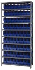 Quantum Storage - 72 Bin Store-More Shelf Bin System - 36 Inch Overall Width x 18 Inch Overall Depth x 75 Inch Overall Height, Blue Polypropylene Bins - Industrial Tool & Supply