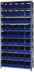 Quantum Storage - 45 Bin Store-More Shelf Bin System - 36 Inch Overall Width x 12 Inch Overall Depth x 75 Inch Overall Height, Blue Polypropylene Bins - Industrial Tool & Supply