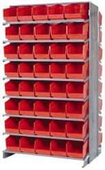 Quantum Storage - 80 Bin Store-More Sloped Shelving System - 36 Inch Overall Width x 24 Inch Overall Depth x 63-1/2 Inch Overall Height, Red Polypropylene Bins - Industrial Tool & Supply