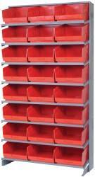 Quantum Storage - 24 Bin Store-More Sloped Shelving System - 36 Inch Overall Width x 12 Inch Overall Depth x 63-1/2 Inch Overall Height, Red Polypropylene Bins - Industrial Tool & Supply