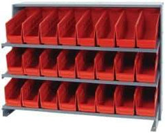 Quantum Storage - 24 Bin Store-More Sloped Shelving System - 36 Inch Overall Width x 12 Inch Overall Depth x 26-1/2 Inch Overall Height, Red Polypropylene Bins - Industrial Tool & Supply