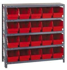 Quantum Storage - 20 Bin Store-More Shelf Bin System - 36 Inch Overall Width x 18 Inch Overall Depth x 39 Inch Overall Height, Red Polypropylene Bins - Industrial Tool & Supply