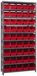 Quantum Storage - 45 Bin Store-More Shelf Bin System - 36 Inch Overall Width x 18 Inch Overall Depth x 75 Inch Overall Height, Red Polypropylene Bins - Industrial Tool & Supply