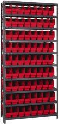 Quantum Storage - 72 Bin Store-More Shelf Bin System - 36 Inch Overall Width x 18 Inch Overall Depth x 75 Inch Overall Height, Red Polypropylene Bins - Industrial Tool & Supply
