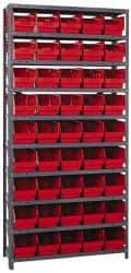 Quantum Storage - 45 Bin Store-More Shelf Bin System - 36 Inch Overall Width x 12 Inch Overall Depth x 75 Inch Overall Height, Red Polypropylene Bins - Industrial Tool & Supply