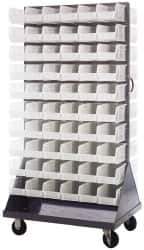 Quantum Storage - 120 Bin Mobile Louvered Rack with Ultra Bins - 36 Inch Overall Width x 25 Inch Overall Depth x 72 Inch Overall Height, Clear Tri-Clear Polypropylene Bins - Industrial Tool & Supply