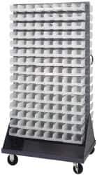 Quantum Storage - 240 Bin Mobile Louvered Rack with Ultra Bins - 36 Inch Overall Width x 25 Inch Overall Depth x 72 Inch Overall Height, Clear Tri-Clear Polypropylene Bins - Industrial Tool & Supply