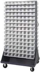 Quantum Storage - 240 Bin Mobile Louvered Rack with Ultra Bins - 36 Inch Overall Width x 25 Inch Overall Depth x 72 Inch Overall Height, Clear Tri-Clear Polypropylene Bins - Industrial Tool & Supply