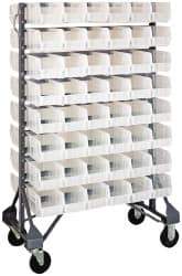 Quantum Storage - 96 Bin Rail System with Ultra Bins - 36 Inch Overall Width x 20 Inch Overall Depth x 53 Inch Overall Height, Clear Tri-Clear Polypropylene Bins - Industrial Tool & Supply