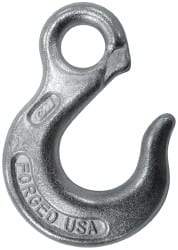 CM - 2,650 Lb Capacity, Chain Grade 30, Steel Eye Hook - 0.92" Hook Throat, 3.17" Reach, 3/4" Eye ID, 3/8" Chain Diam, 4.56" OAL, Heat Treated - Industrial Tool & Supply