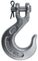 CM - 7/16 Inch Chain Diameter, Grade 43 Clevis Hook - 7,200 Lbs. Load Capacity, 0.58 Inch Inside Diameter, 1/2 Inch Pin Diameter, 1.02 Inch Hook Throat, 5.56 Inch Overall Length, 3.91 Inch Hook Width - Industrial Tool & Supply