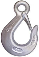 CM - Chain Grade 100, 8,800 Lbs. Load Limit Eye Sling Hook with Latch - 3 Inch Hook Throat, 5-3/4 Inch Reach, 3/4 Inch Eye Inside Diameter, 3/8 Inch Chain Diameter, 7.88 Inch Overall Length - Industrial Tool & Supply