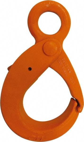 CM - Chain Grade 100, 4,300 Lbs. Load Limit Eye Latchlok Hook - 1.64 Inch Hook Throat, 5.37 Inch Reach, 1.09 Inch Eye Inside Diameter, 9/32 Inch Chain Diameter, 6-1/4 Inch Overall Length, 0.44 Inch Eye Thickness - Industrial Tool & Supply