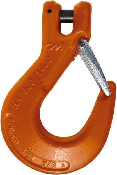 CM - 3/8 Inch Chain Diameter, Grade 100 Clevis Hook - 8,800 Lbs. Load Capacity, 0.47 Inch Inside Diameter, 0.51 Inch Pin Diameter, 1.06 Inch Hook Throat, 6.53 Inch Overall Length, 4.38 Inch Hook Width - Industrial Tool & Supply