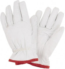 MCR Safety - Size S, ANSI Cut Lvl 3, Goatskin Leather Cut Resistant Gloves - 9.75" Long, Kevlar Lining, Elastic Cuff, White, Paired - Industrial Tool & Supply