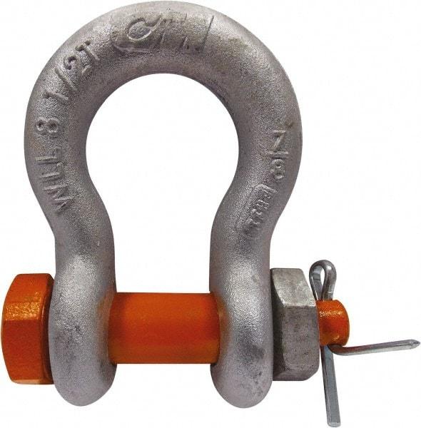 CM - 3/8" Nominal Chain Size, 2 Ton Alloy Steel Bolt Anchor Shackle - 17/32" Diam, 7/16" Pin Diam, 21/32" Wide Inside Jaw, 15/16" Inside Width - Industrial Tool & Supply