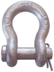 CM - 1/2" Nominal Chain Size, 3.3 Ton Alloy Steel Round Anchor Shackle - 23/32" Diam, 5/8" Pin Diam, 13/16" Wide Inside Jaw, 1-5/32" Inside Width - Industrial Tool & Supply
