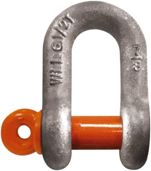 CM - 1/2" Nominal Chain Size, 2 Ton Carbon Steel Screw Chain Shackle - 23/32" Diam, 5/8" Pin Diam, 13/16" Wide Inside Jaw, 13/16" Inside Width - Industrial Tool & Supply