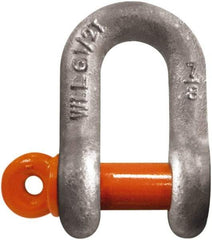 CM - 5/8" Nominal Chain Size, 3.25 Ton Carbon Steel Screw Chain Shackle - 27/32" Diam, 3/4" Pin Diam, 1-1/16" Wide Inside Jaw, 1-1/16" Inside Width - Industrial Tool & Supply