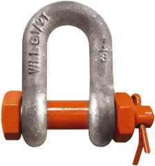 CM - 5/8" Nominal Chain Size, 3.25 Ton Carbon Steel Bolt Chain Shackle - 27/32" Diam, 3/4" Pin Diam, 1-1/16" Wide Inside Jaw, 1-1/16" Inside Width - Industrial Tool & Supply