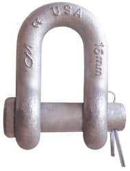 CM - 1/2" Nominal Chain Size, 3 Ton Carbon Steel Round Chain Shackle - 23/32" Diam, 5/8" Pin Diam, 13/16" Wide Inside Jaw, 13/16" Inside Width - Industrial Tool & Supply