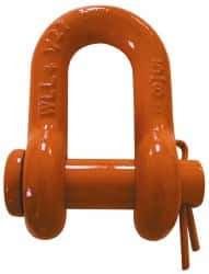 CM - 3/8" Nominal Chain Size, 1.5 Ton Carbon Steel Round Chain Shackle - 17/32" Diam, 7/16" Pin Diam, 21/32" Wide Inside Jaw, 21/32" Inside Width - Industrial Tool & Supply