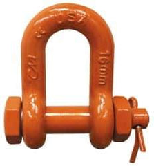 CM - 5/8" Nominal Chain Size, 4.5 Ton Carbon Steel Bolt Chain Shackle - 27/32" Diam, 3/4" Pin Diam, 1-1/16" Wide Inside Jaw, 1-1/16" Inside Width - Industrial Tool & Supply
