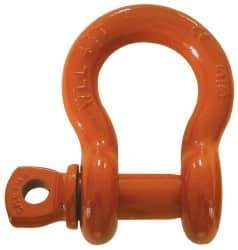 CM - 3/4" Nominal Chain Size, 6.5 Ton Carbon Steel Screw Anchor Shackle - 31/32" Diam, 7/8" Pin Diam, 1-1/4" Wide Inside Jaw, 1-3/4" Inside Width - Industrial Tool & Supply