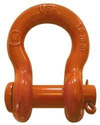 CM - 3/8" Nominal Chain Size, 1.5 Ton Carbon Steel Round Anchor Shackle - 17/32" Diam, 7/16" Pin Diam, 21/32" Wide Inside Jaw, 15/16" Inside Width - Industrial Tool & Supply