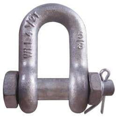 CM - 1/2" Nominal Chain Size, 3 Ton Carbon Steel Bolt Chain Shackle - 23/32" Diam, 5/8" Pin Diam, 13/16" Wide Inside Jaw, 13/16" Inside Width - Industrial Tool & Supply