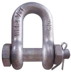 CM - 5/16" Nominal Chain Size, 1 Ton Carbon Steel Bolt Chain Shackle - 15/32" Diam, 3/8" Pin Diam, 17/32" Wide Inside Jaw, 17/32" Inside Width - Industrial Tool & Supply