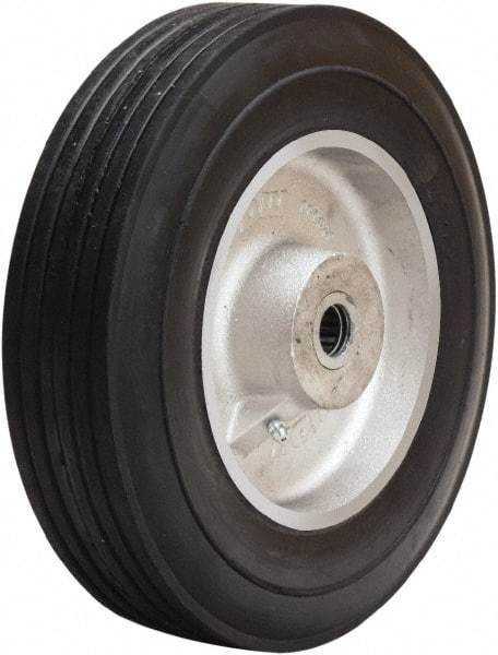 Hamilton - 10 Inch Diameter x 2 Inch Wide, Rubber on Aluminum Caster Wheel - 700 Lb. Capacity, 2-3/4 Inch Hub Length, 3/4 Inch Axle Diameter, Straight Roller Bearing - Industrial Tool & Supply