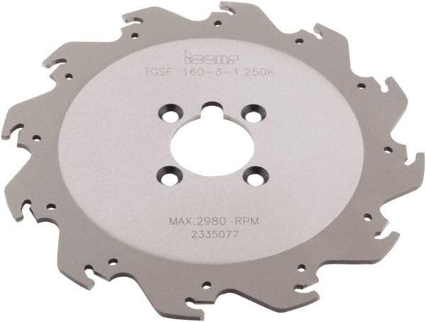 Iscar - Arbor Hole Connection, 0.118" Cutting Width, 2.05" Depth of Cut, 0.098" Cutter Diam, 1-1/4" Hole Diam, 8 Tooth Indexable Slotting Cutter - TGSF Toolholder, TAG N3 Insert - Industrial Tool & Supply