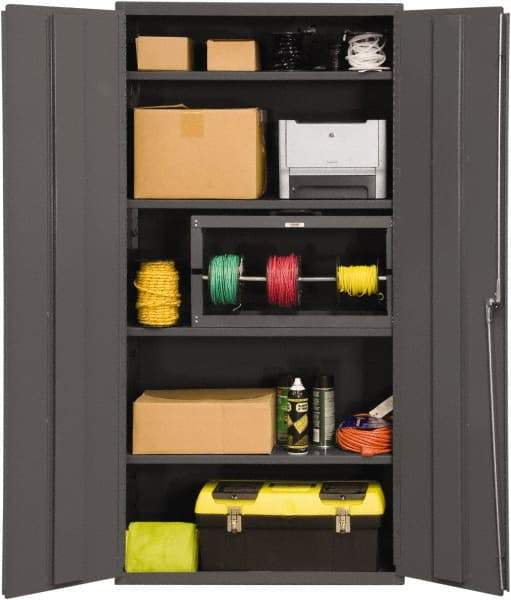 Durham - 4 Shelf Locking Storage Cabinet - Steel, 36" Wide x 18" Deep x 72" High, Gray - Industrial Tool & Supply