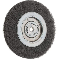 Weiler - 10" OD, 3/4" Arbor Hole, Crimped Steel Wheel Brush - 1-1/8" Face Width, 1-7/8" Trim Length, 0.014" Filament Diam, 3,600 RPM - Industrial Tool & Supply