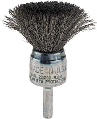 Weiler - 3/4" Brush Diam, Crimped, End Brush - 1/4" Diam Shank, 22,000 Max RPM - Industrial Tool & Supply