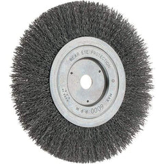 Weiler - 7" OD, 5/8" Arbor Hole, Crimped Steel Wheel Brush - 1" Face Width, 2" Trim Length, 0.014" Filament Diam, 6,000 RPM - Industrial Tool & Supply