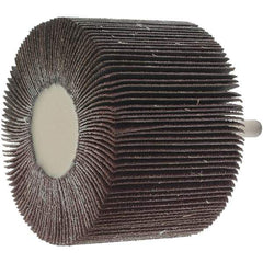 Value Collection - 3" Diam x 2" Face Width, Medium Aluminum Oxide Coated Mounted Flap Wheel - 1/4" Shank Mount, 60 Grit, 20,000 Max RPM - Industrial Tool & Supply
