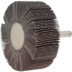 Value Collection - 2-1/2" Diam x 1" Face Width, Fine Aluminum Oxide Coated Mounted Flap Wheel - 1/4" Shank Mount, 120 Grit, 25,000 Max RPM - Industrial Tool & Supply