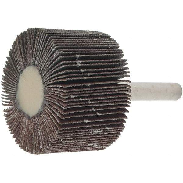 Value Collection - 1-1/2" Diam x 1" Face Width, Very Fine Aluminum Oxide Coated Mounted Flap Wheel - 1/4" Shank Mount, 180 Grit, 30,000 Max RPM - Industrial Tool & Supply