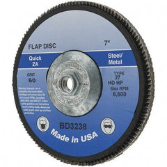 Value Collection - 60 Grit, 7" Disc Diam, 5/8-11 Center Hole, Type 29 Zirconia Alumina Flap Disc - Arbor Attaching System, Coated - Industrial Tool & Supply