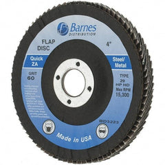 Value Collection - 80 Grit, 4" Disc Diam, 5/8" Center Hole, Type 29 Zirconia Alumina Flap Disc - Arbor Attaching System, Coated - Industrial Tool & Supply