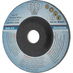 Value Collection - 5" Wheel Diam, 1/4" Wheel Thickness, Type 27 Depressed Center Wheel - Aluminum Oxide, 12,200 Max RPM - Industrial Tool & Supply