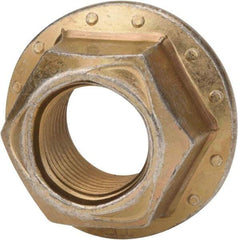 Made in USA - 7/16-14 Grade 8 Steel Hex Flange Lock Nut - Zinc Yellow Dichromate Finish - Industrial Tool & Supply